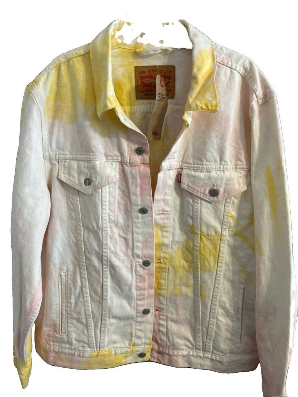 Levi’s Rainbow Tie Dye Multicolored Denim Trucker Jean Jacket XL Vintage Fit